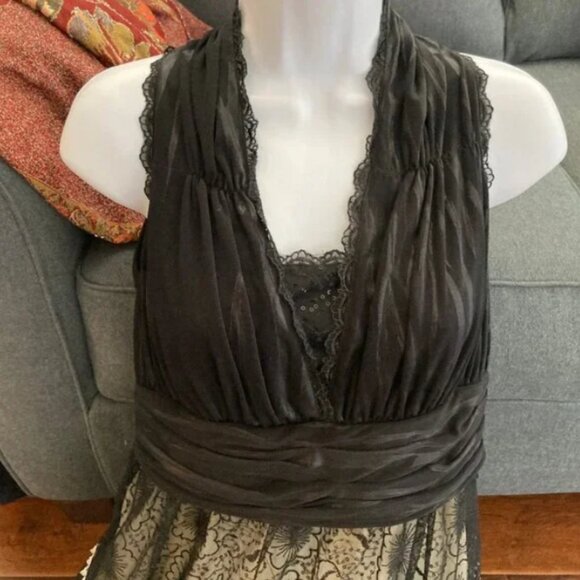 Versace Black Tulle Sequins Sleeveless Cocktail Party Dress Italy EUR 40 US 9 JR - Picture 2 of 12